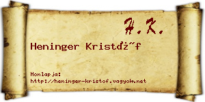 Heninger Kristóf névjegykártya
